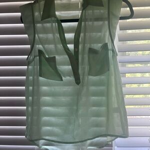 Sheer Green Sleeveless Blouse